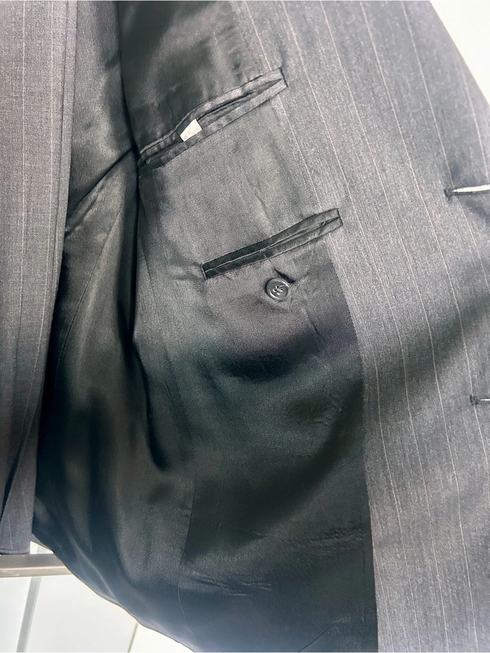 Evan-Picone Men's Pinstripe Two-Button Suit - Dark Gray